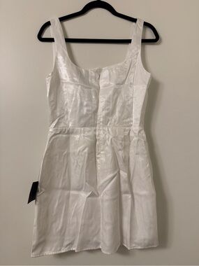 NWT Women's White Satin Sleeveless A-Line Dress